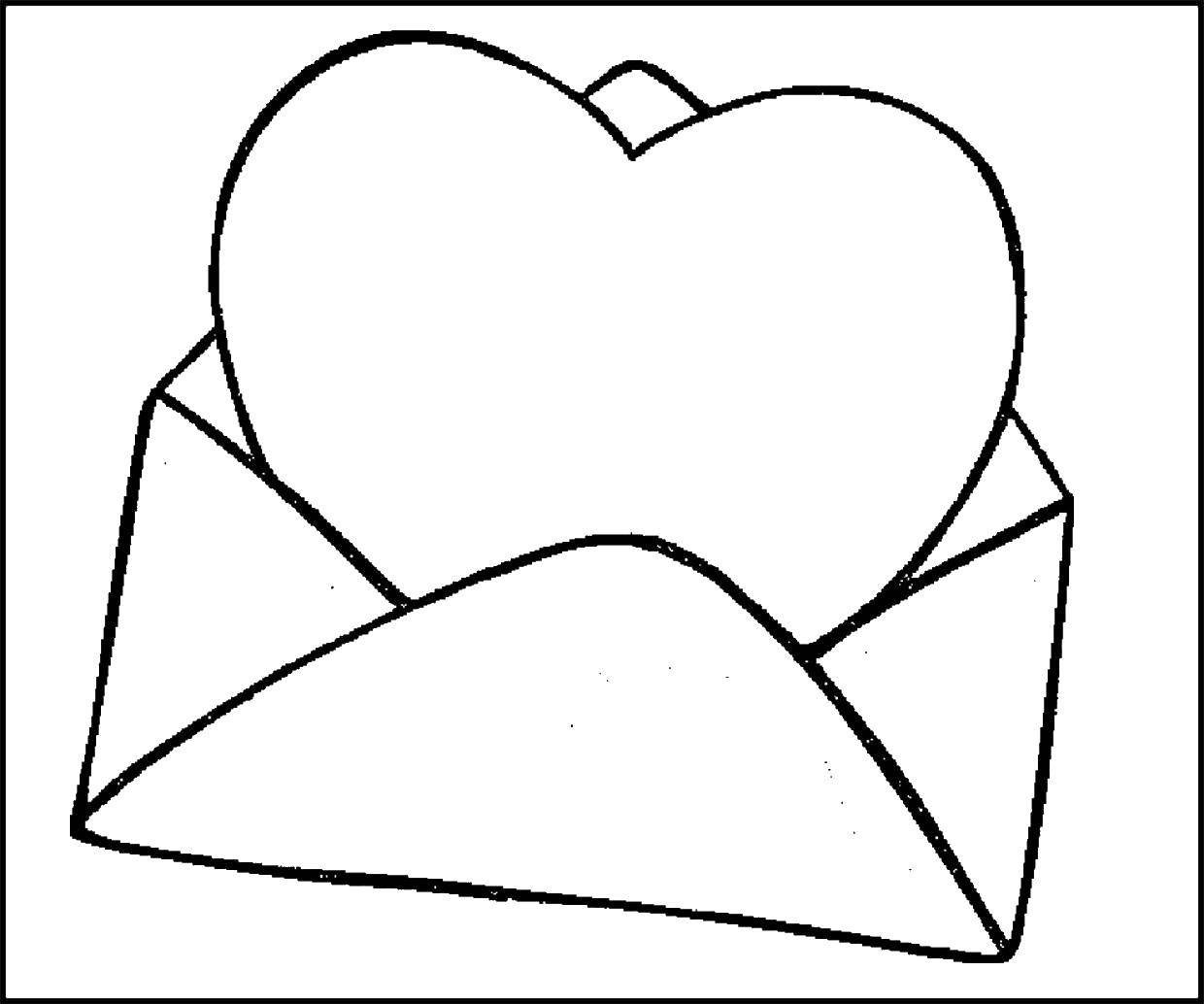 Online coloring pages coloring page heart in envelope st valentins day download print coloring page