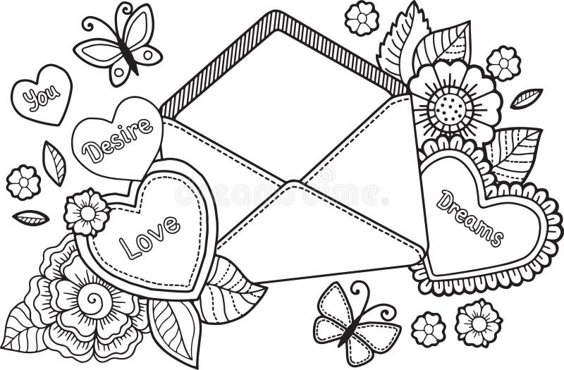 Coloring book for adult i love you stock vector