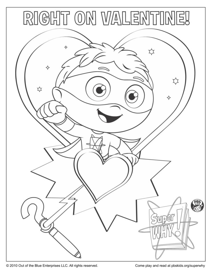 Super why valentines day coloring page kidsâ kids for parents