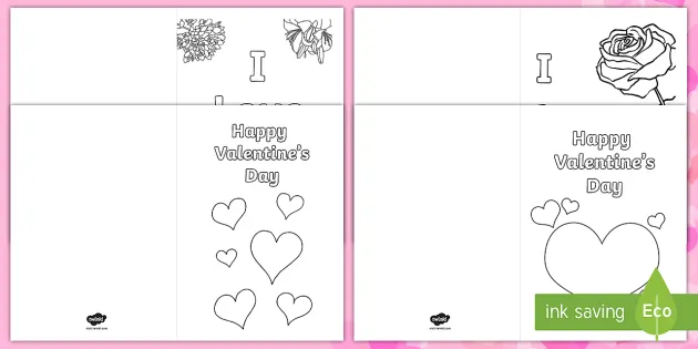 Valentines day cards to colour primary resources