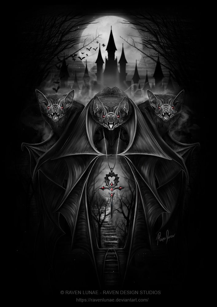 Fiends for all the night fiends out there three vampire bats amid a midnight flight adorning the sacred vampireâ dark gothic art dracula art vampire art