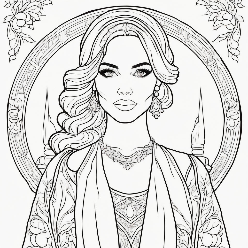Beautiful dark vampire coloring page with bold lines