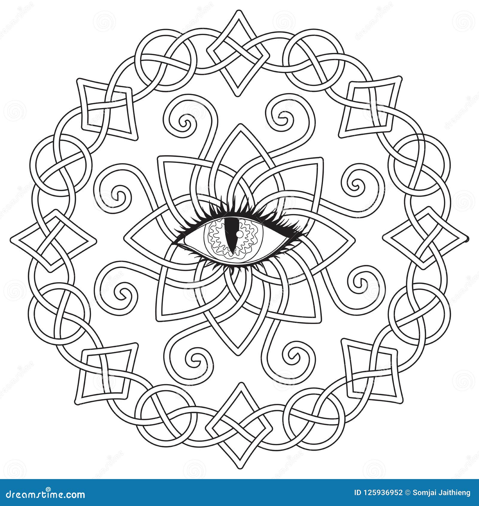 Celtic frame with vampire eye in the middle halloween theme for coloring book coloring page for anti stress printed tee and so stock vector