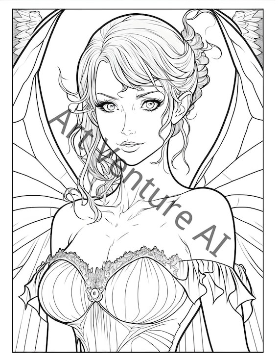 Grayscale vampire girls coloring book set printable adult coloring pages download grayscale illustration printable pdf file ai