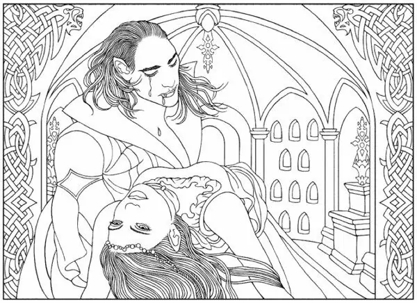 Vampire couple coloring page