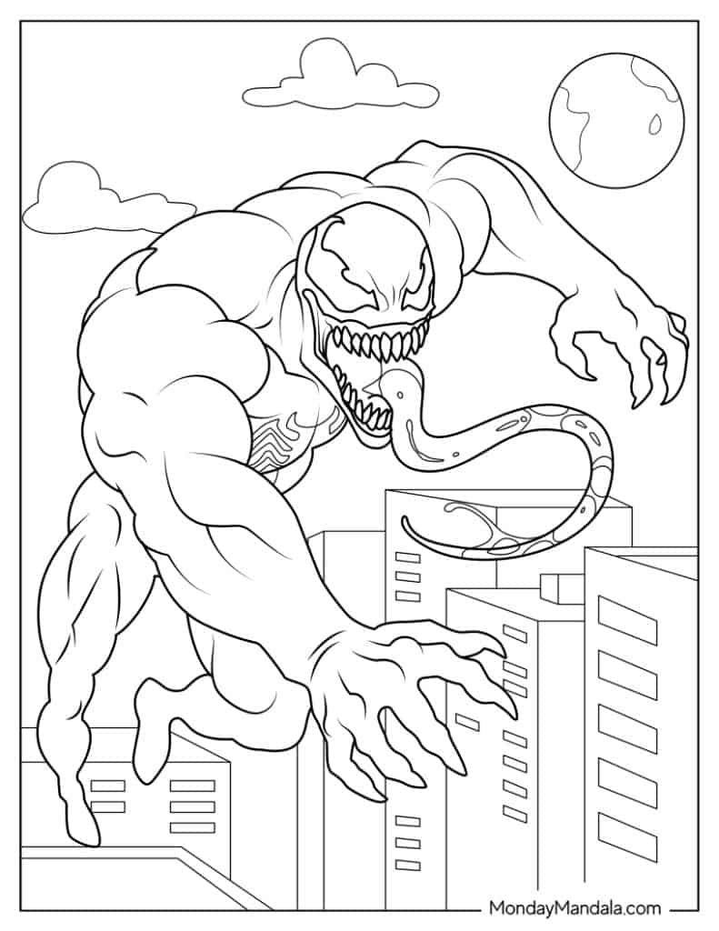 Venom coloring pages free pdf printables