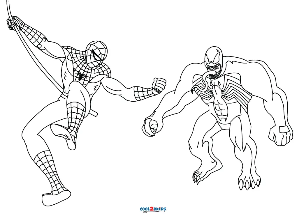 Free printable spiderman vs venom coloring pages for kids