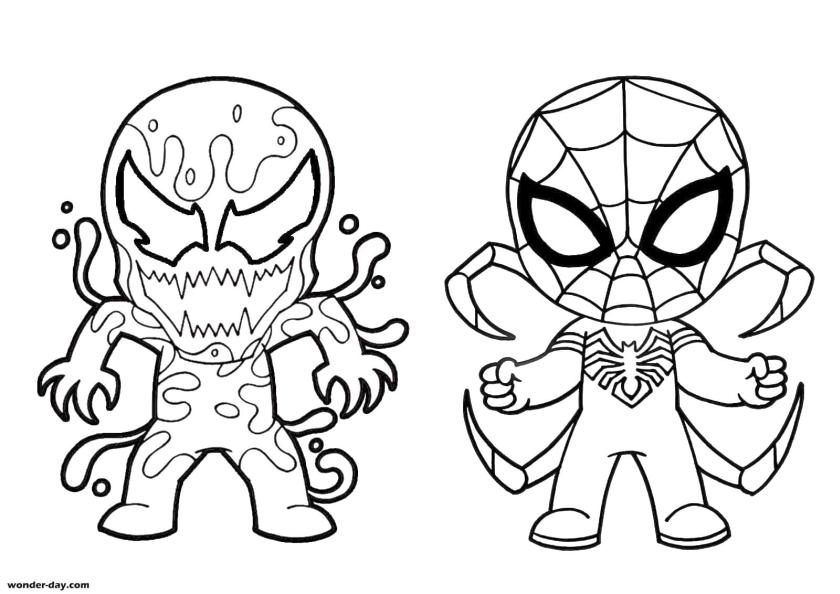 Get this free venom coloring pages mini venom and spidey