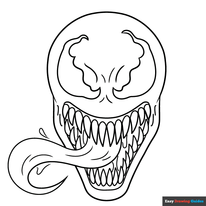 Venoms face coloring page easy drawing guides