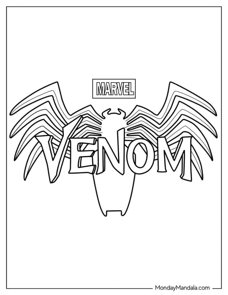 Venom coloring pages free pdf printables