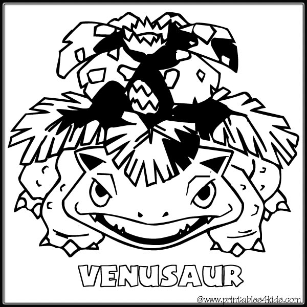 Pokemon venusaur coloring page â printables for kids â free word search puzzles coloring pages and other activities