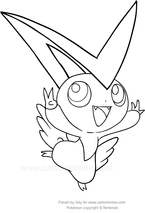 Drawing victini of the pokemon coloring page