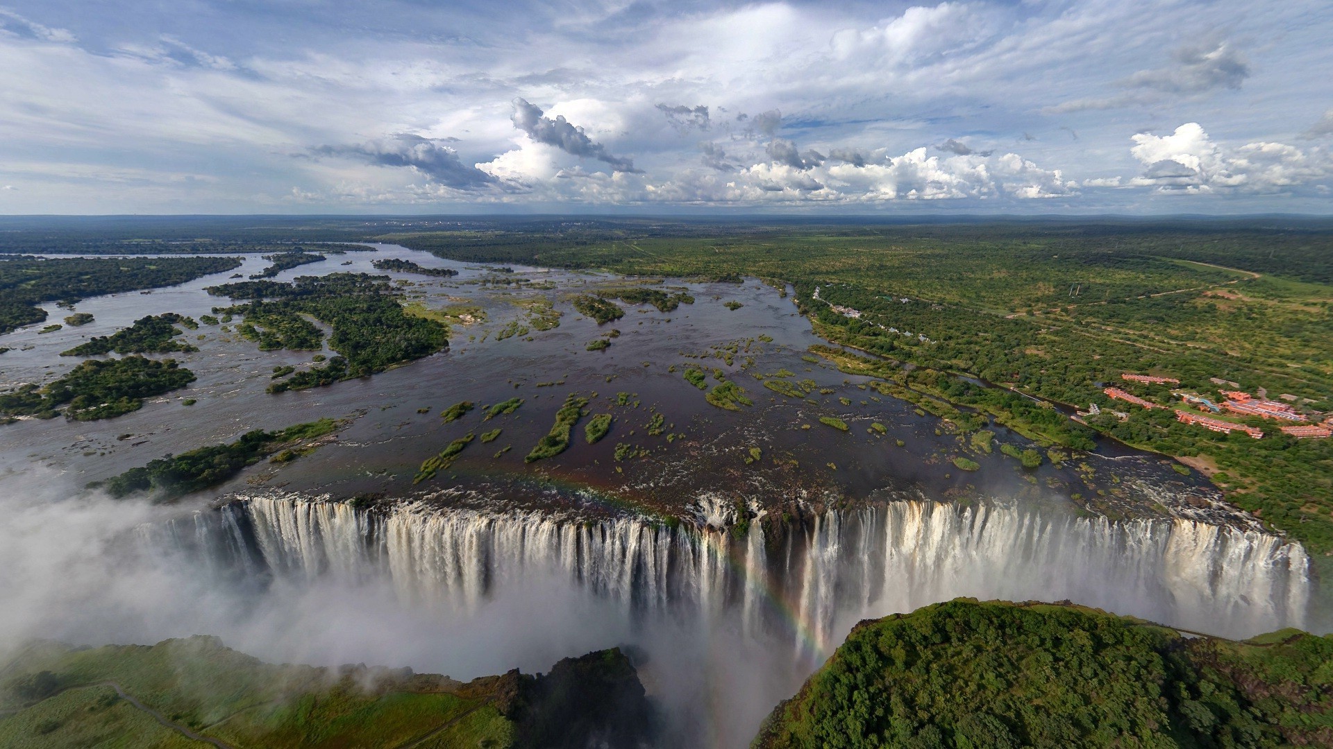 Lake waterfall trees landscape zambezi river victoria falls wallpapers hd desktop and mobile backgrounds