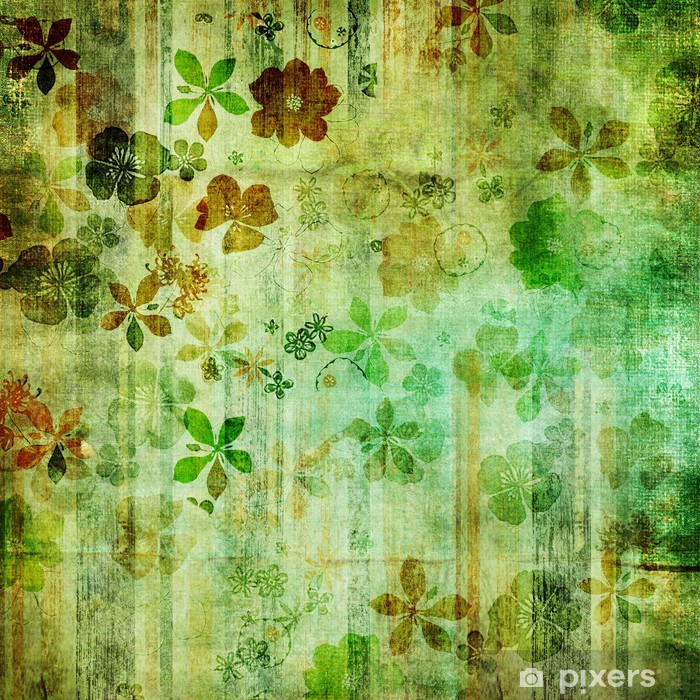 Poster vintage green floral wallpaper