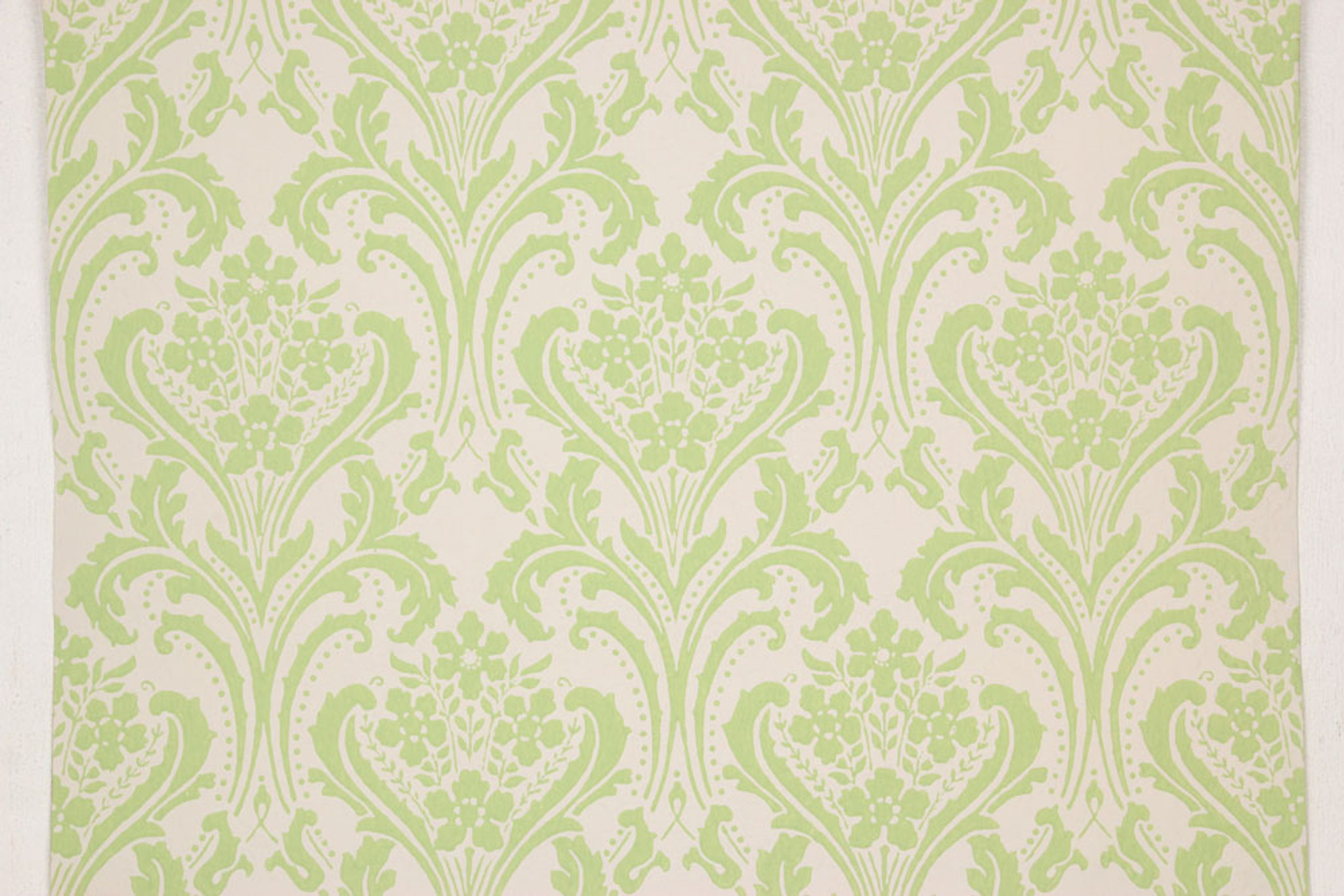 S vintage wallpaper damask design lime green
