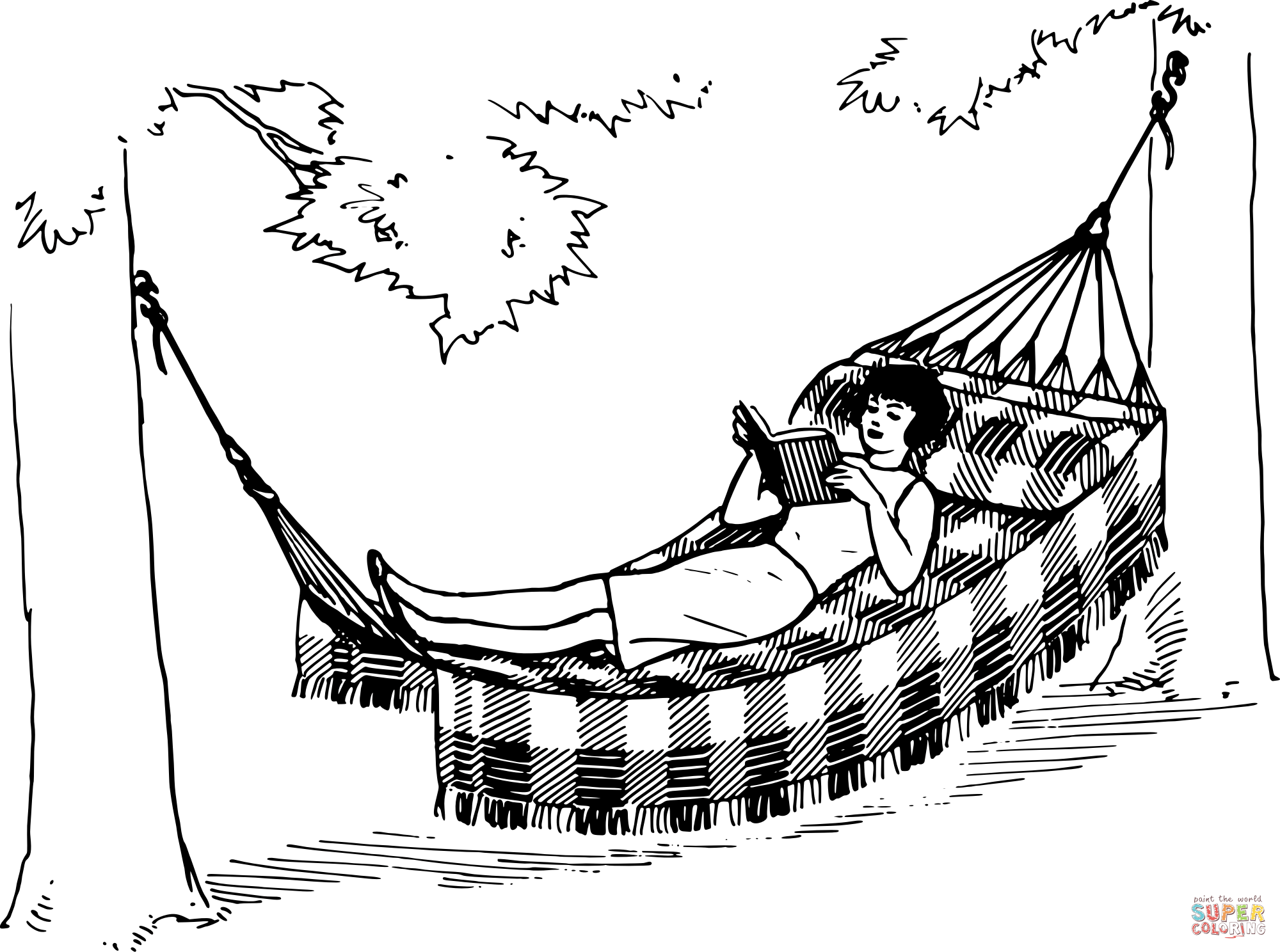 Vintage hammock coloring page free printable coloring pages
