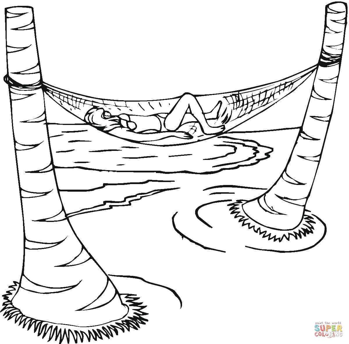 Summer vacation in a hammock coloring page free printable coloring pages