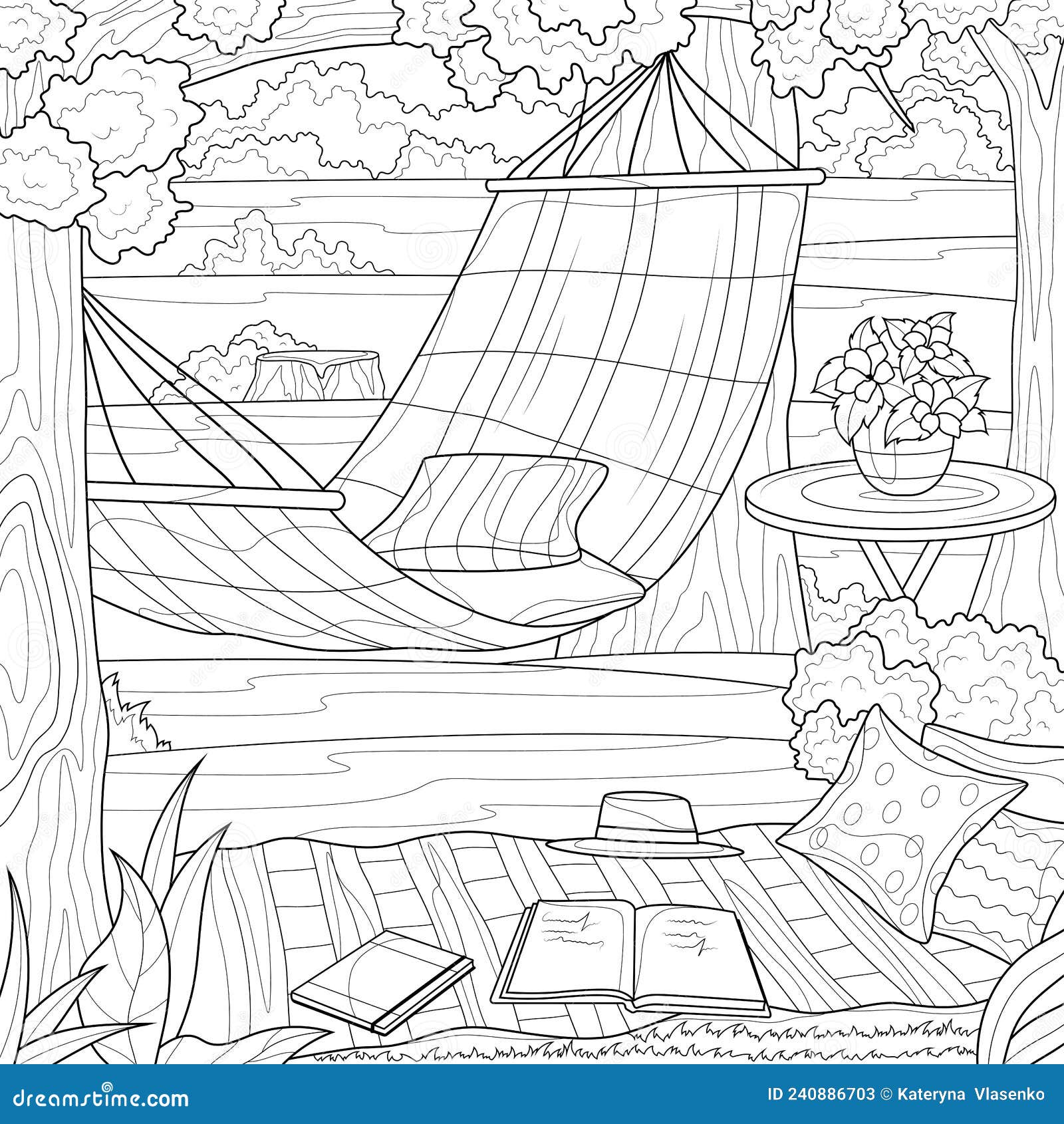 Hammock coloring stock illustrations â hammock coloring stock illustrations vectors clipart