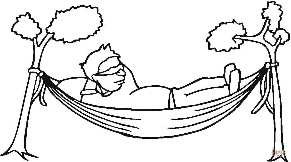 Man is resting in a hammock coloring page free printable coloring pages