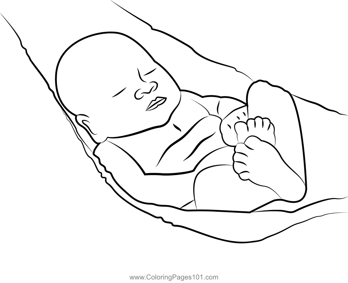 Baby sleeping in hammock coloring page baby sleep coloring pages baby coloring pages