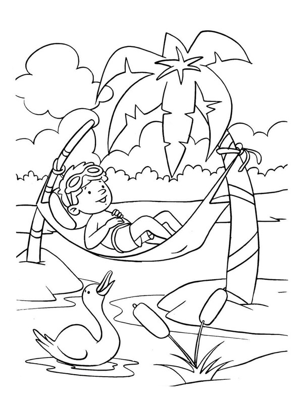 Lying in a hammock coloring page