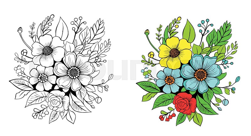 Sketch contour bouquet of pansy flowers sketch violet flower drawing flower cluster drawing easy flower coloring pages flower coloring page for kids stock vector