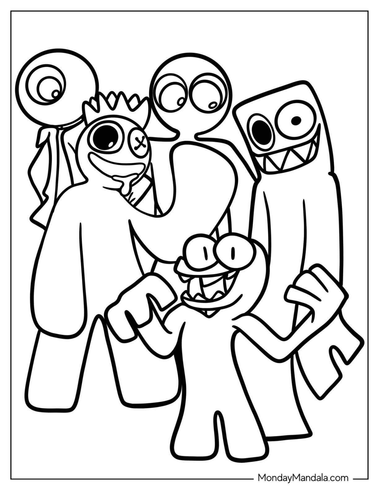 Rainbow friends coloring pages free pdf printables