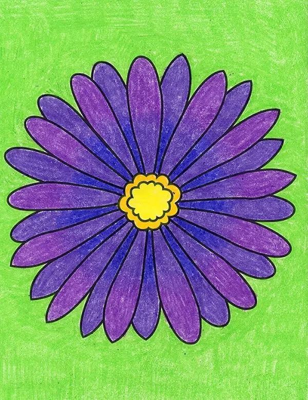 How to draw a flower tutorial video and flower coloring page