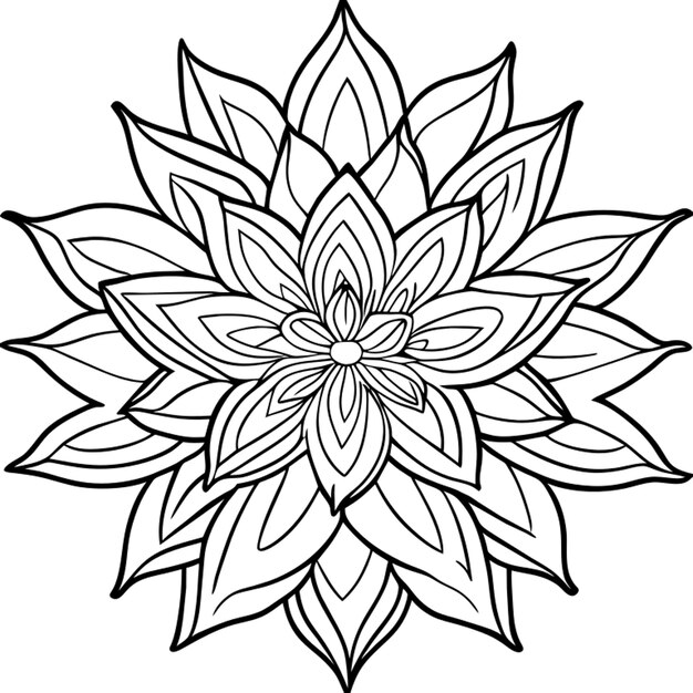 Premium vector create a handdrawn coloring bookstyle violet flower illustration in black and white with thick