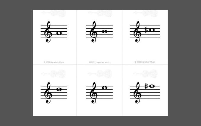 Treble clef flashcards for violin