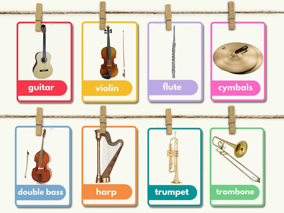 Musical instruments flashcards music flash cards x music education kindergarten classroom preschool homeschool digital download