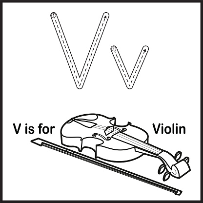 Flashcard letter v is for violin vector illustration stock illustration