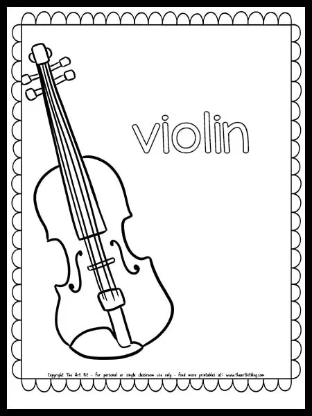 Violin coloring page free printable download â the art kit