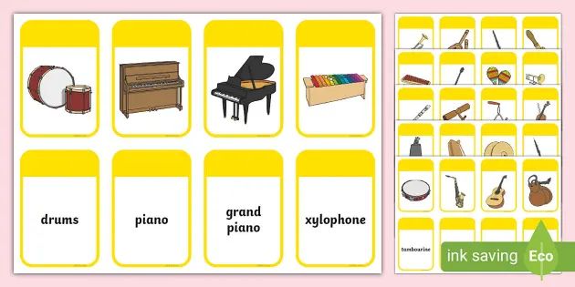 Name the musical instrument flashcards teacher made