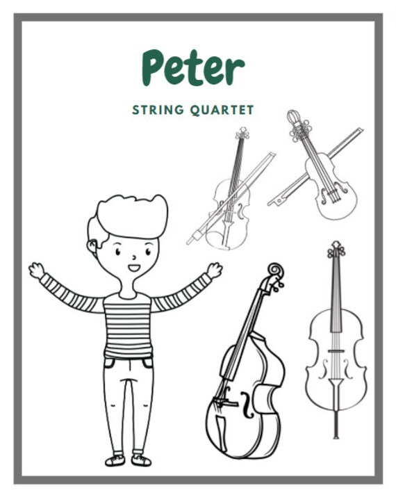 Peter and the wolf digital printable flash cards and activity color in meet the characters match them with the instrument they represent