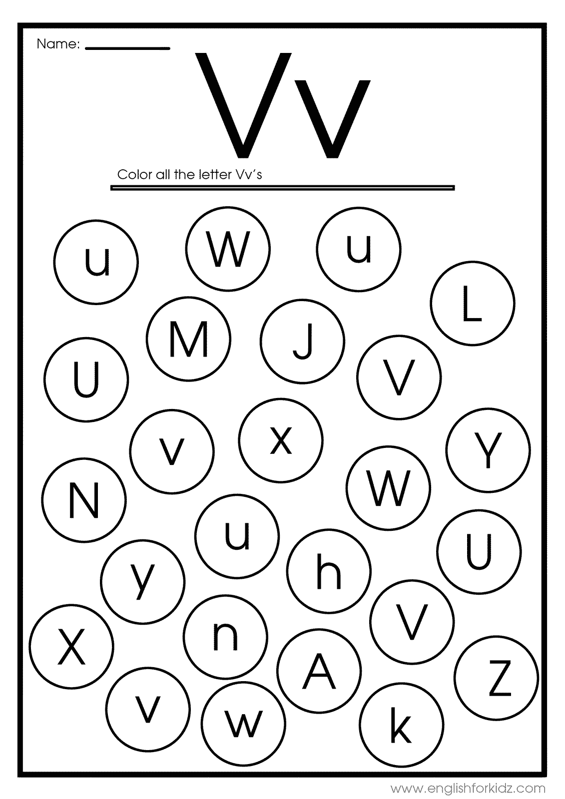 English for kids step by step letter v worksheets flash cards coloring pages