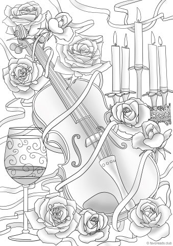 Violin and flowers â favoreads coloring club