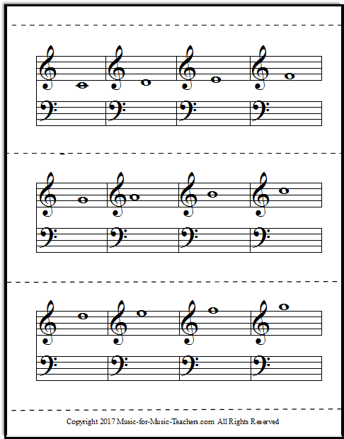 Flashcards for music notes with easy