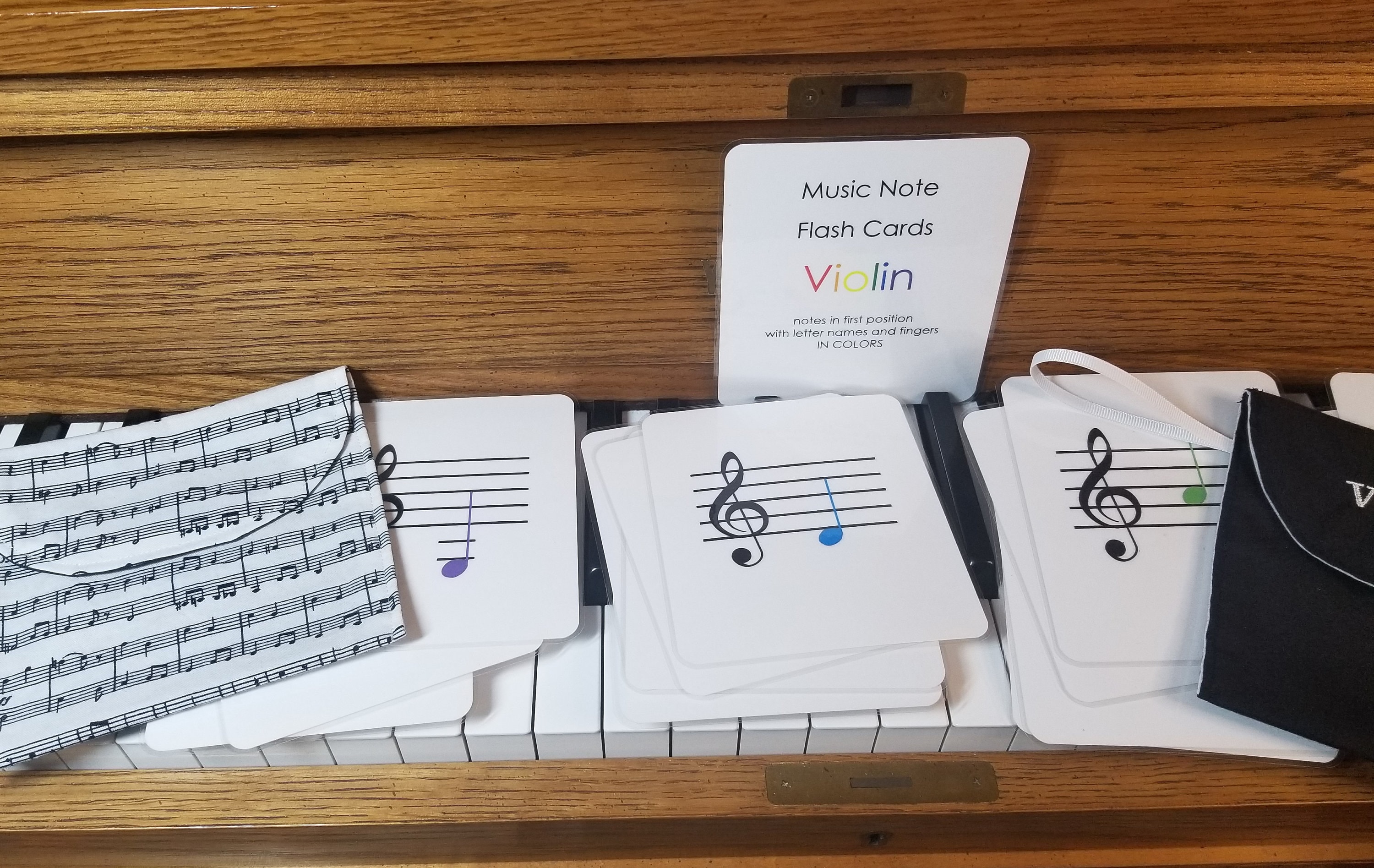 Violin music reading flash cards color