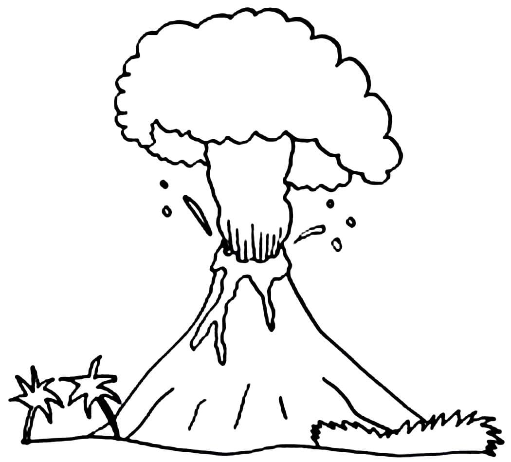 Free volcano outline coloring page