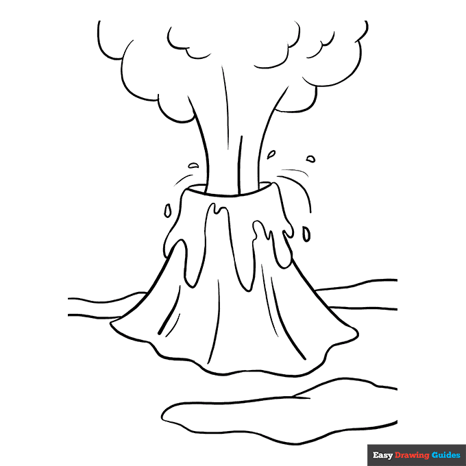 Volcano coloring page easy drawing guides