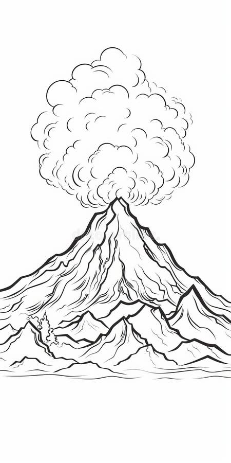 Coloring page volcano stock illustrations â coloring page volcano stock illustrations vectors clipart
