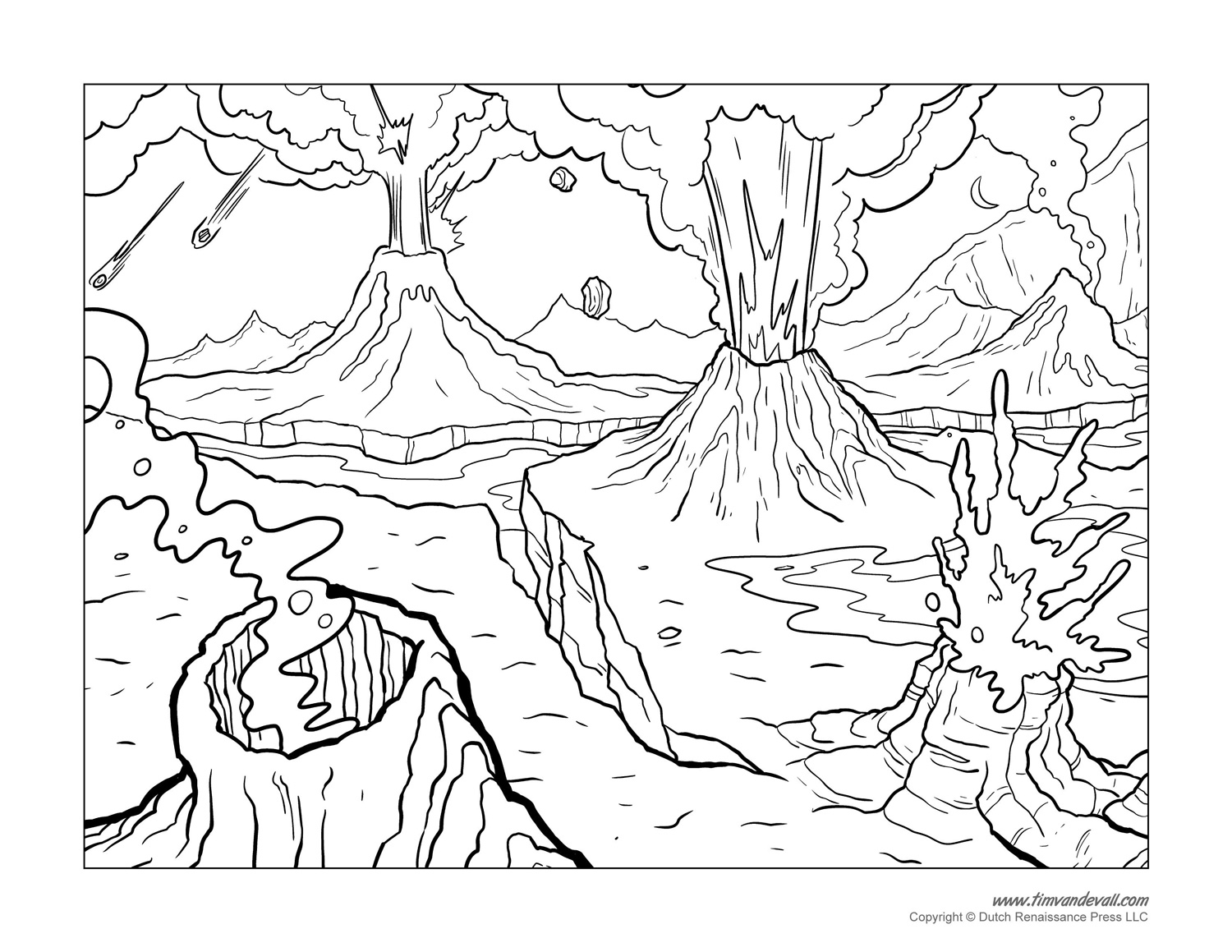 Volcano coloring pages â tims printables