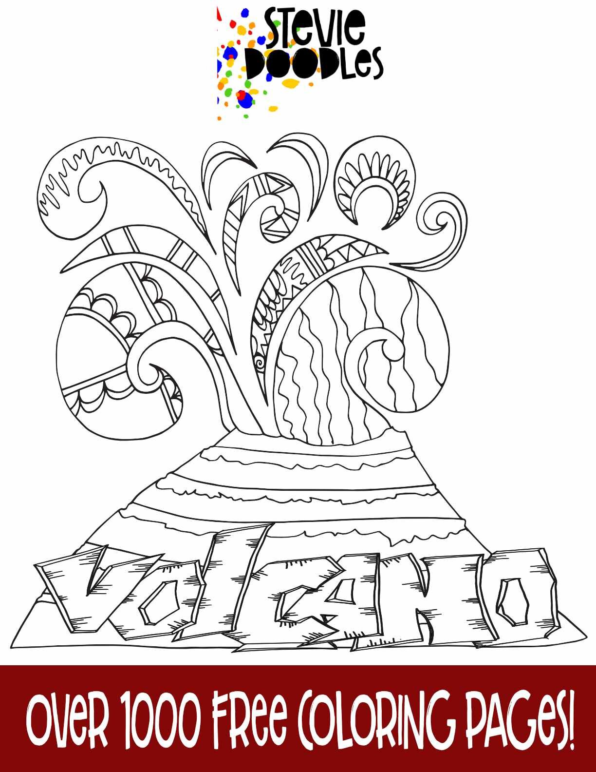 Volcano free coloring page â stevie doodles