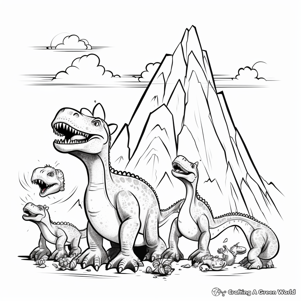 Dinosaur volcano coloring pages