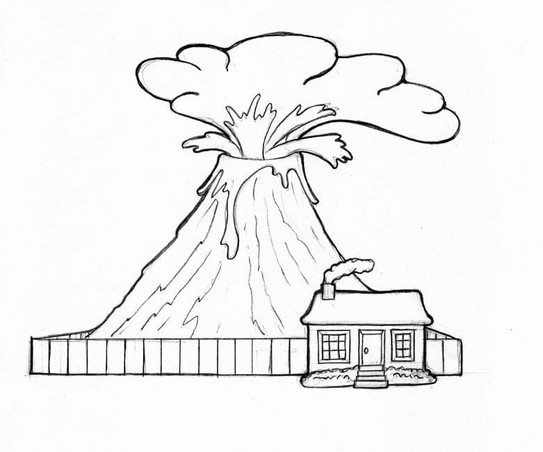 Volcano image hd coloring page