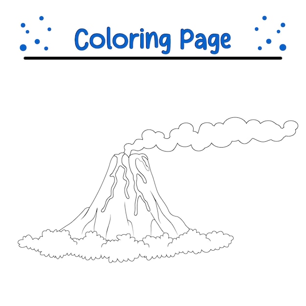 Premium vector volcano island erupting with lava coloring page