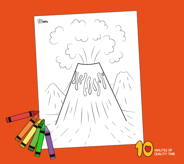 Volcano coloring page â minutes of quality time