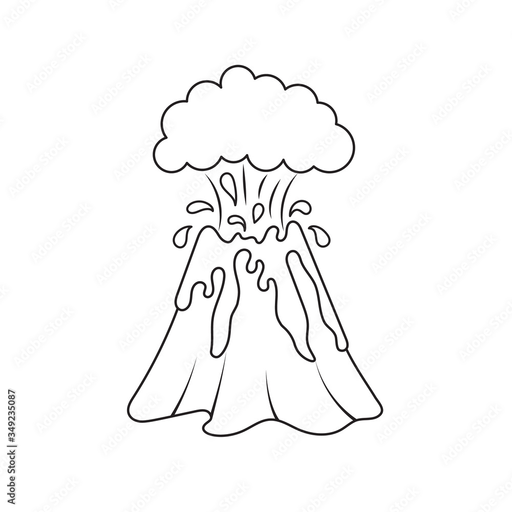Coloring page with a cute volcano vector illustration vector