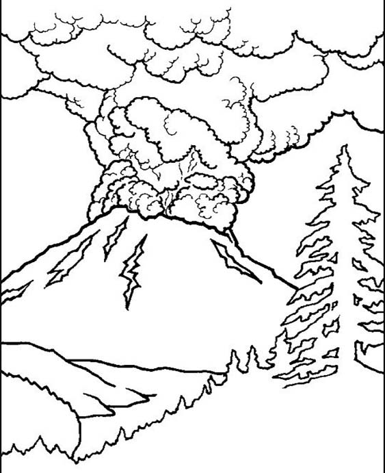 Free easy to print volcano coloring pages